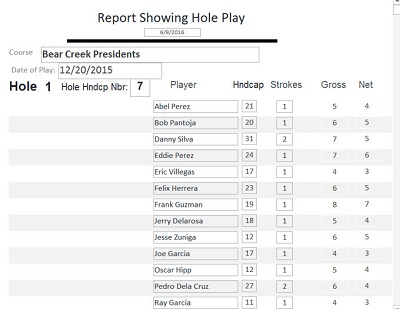 Hole Play Report