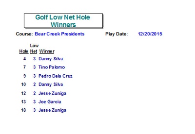 Low net skins hole winners